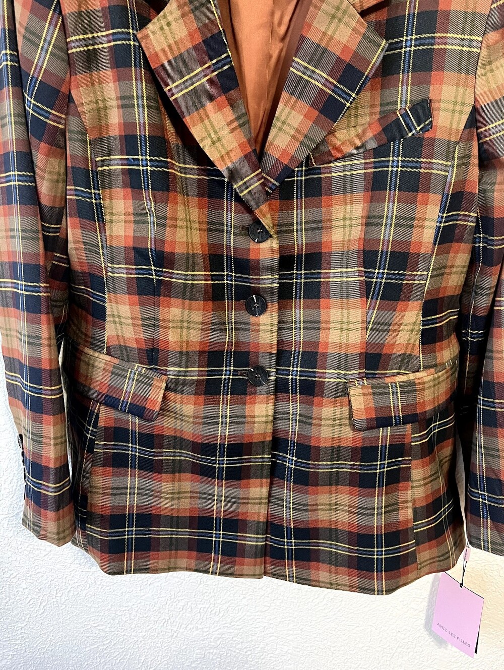NWT Avec Les Filles Autumn Plaid Hourglass Blazer - Picture 7 of 14